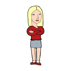 cartoon woman with folded arms N44