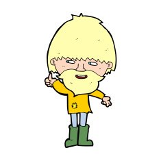 cartoon hippie man in wellington boots N15