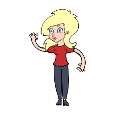 cartoon pretty woman waving N128