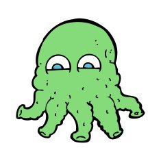 cartoon alien squid face N42