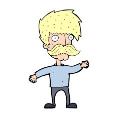 cartoon man with mustache waving N43