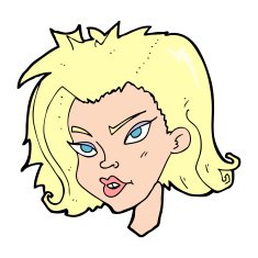 cartoon female face N216