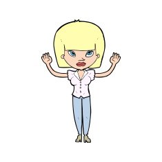 cartoon woman with raised hands N14