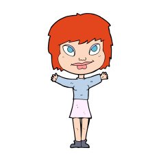 cartoon woman waving arms N29