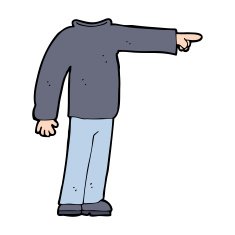 cartoon headless man pointing N14