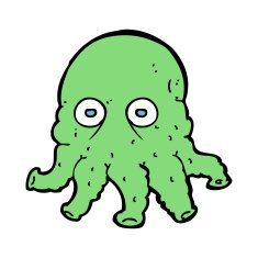 cartoon alien squid face N43