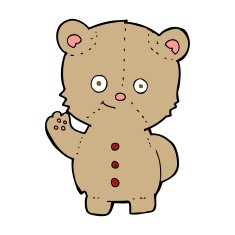 cartoon teddy bear waving N34