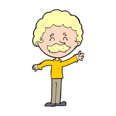cartoon man with mustache waving N44