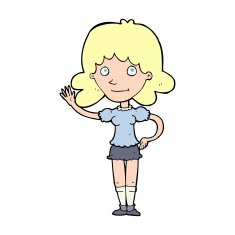 Cartoon Woman Waving N485