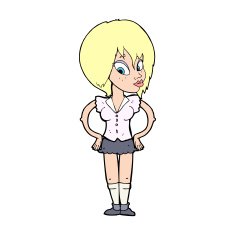 cartoon woman with hands on hips N329