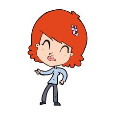 cartoon happy woman pointing N101