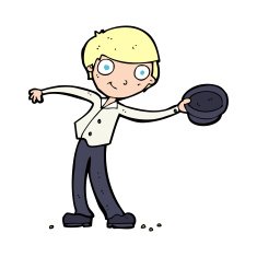 cartoon man tipping hat N13