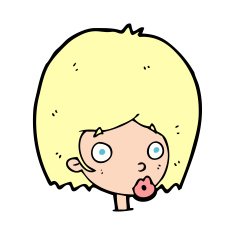 cartoon surprised female face N94