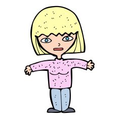 cartoon woman with open arms N150