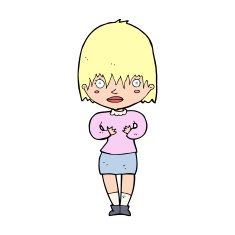 cartoon woman making Who Me? gesture N70