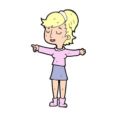 cartoon happy woman pointing N102