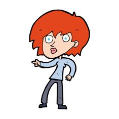 cartoon surprised woman pointing N15