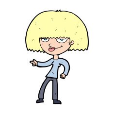 cartoon happy woman pointing N103
