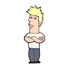 cartoon man sulking N16