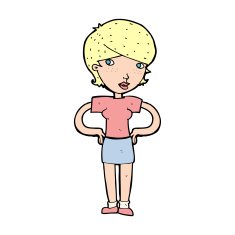 cartoon woman with hands on hips N330