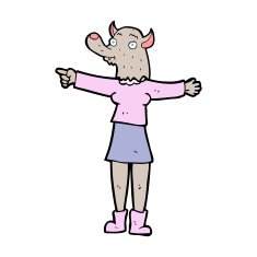 cartoon pointing werewolf woman N11