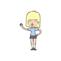 Cartoon Woman Waving N490