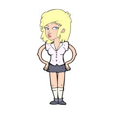 cartoon pretty woman with hands on hips N30