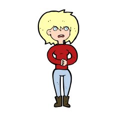 cartoon worried woman N113