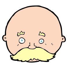 cartoon bald man with mustache N27