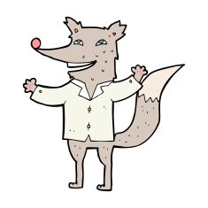 cartoon happy wolf wearing shirt N11