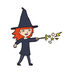 cartoon witch girl casting spell N32