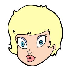 cartoon surprised female face N96