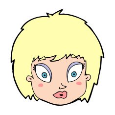 cartoon surprised female face N97
