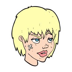 cartoon woman with plaster on face N29