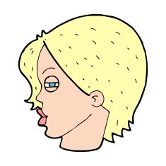 cartoon female face with narrowed eyes N7