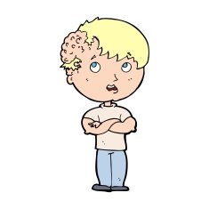 cartoon boy with growth on head N56