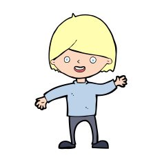 cartoon waving boy N31