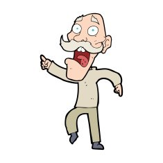 cartoon frightened old man N61