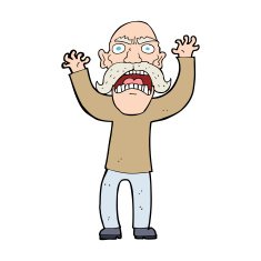 cartoon angry old man N223
