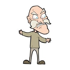cartoon angry old man N224