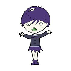 cartoon waving vampire girl N30