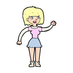 Cartoon Girl Waving N48