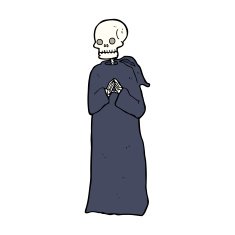 cartoon skeleton in black robe N11
