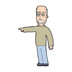 cartoon old man gesturing Get Out! N15