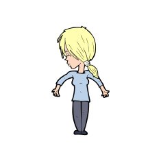 cartoon woman shrugging shoulders N699