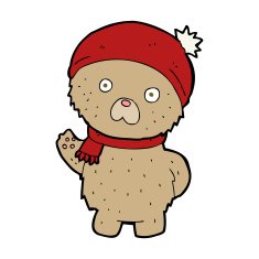 cartoon teddy bear in winter hat and scarf N11