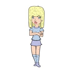 cartoon girl with crossed arms N16