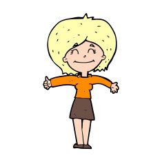 cartoon woman giving thumbs up sign N16