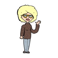 Cartoon Woman Waving N492