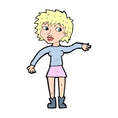 cartoon friendly woman waving N74